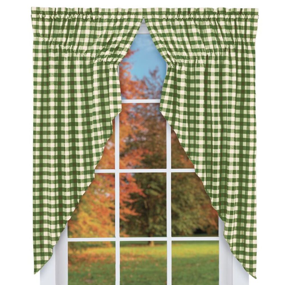 Collections Etc Buffalo Check Country Style Window Swag Curtain Set